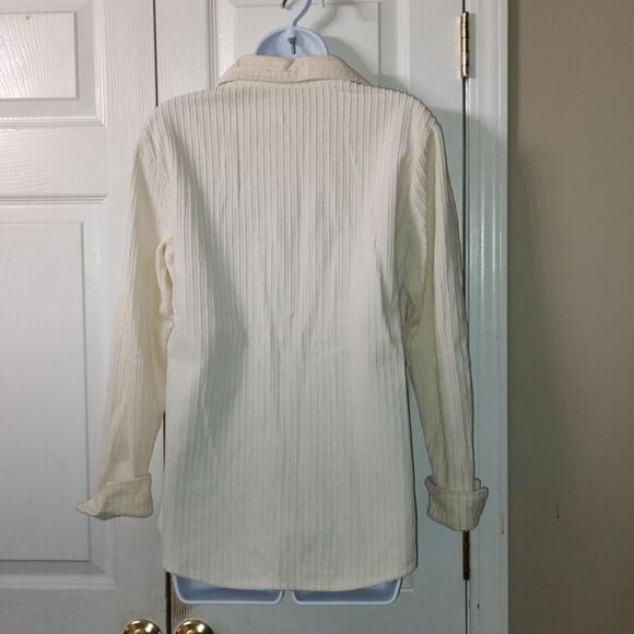 Croft & Barrow soft cream corduroy button down shirt Sz S - Picture 5 of 6